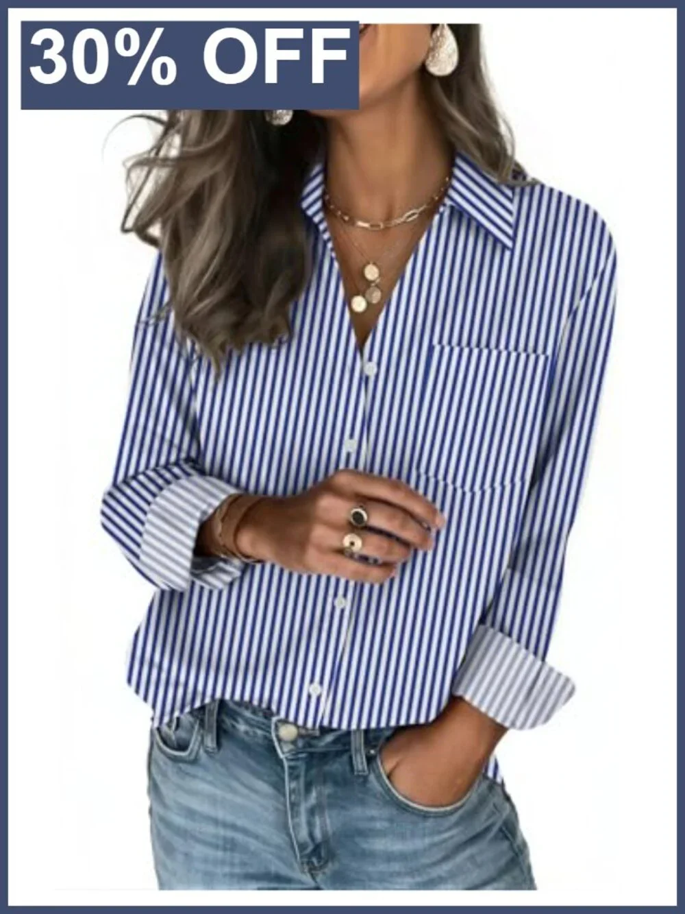 Women's Long Sleeve Button Down Blouse Fitted Silky Stretch Office Top